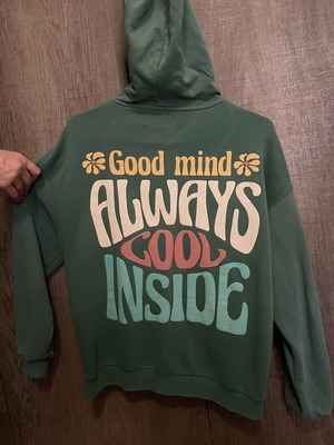 Hooded sweatshirt jacket like new, green, size XS