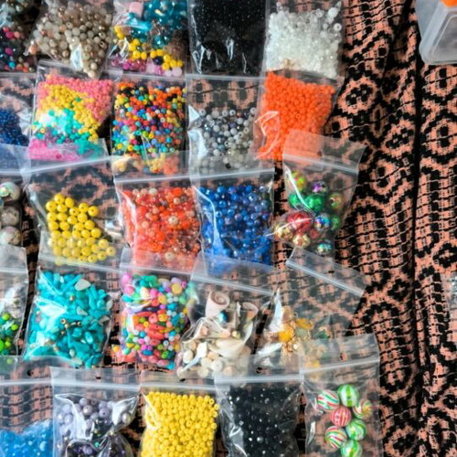 Beads used, various sizes in bags