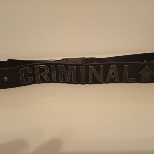 Criminal genuine leather belt like new, size L/XL, black with silver details