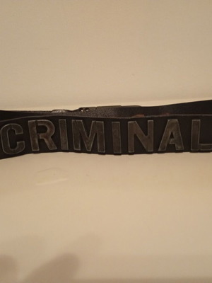 Criminal genuine leather belt like new, size L/XL, black with silver details