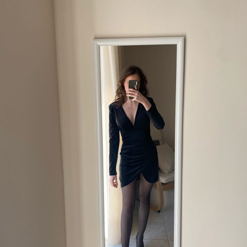 Black velvet mini dress one size new