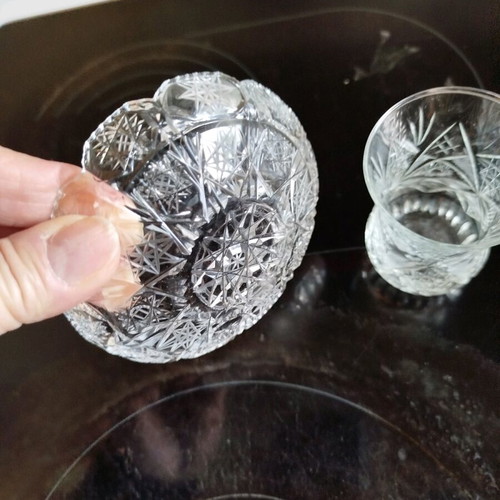 Crystal liqueur glasses and dessert plates set of 12 like new