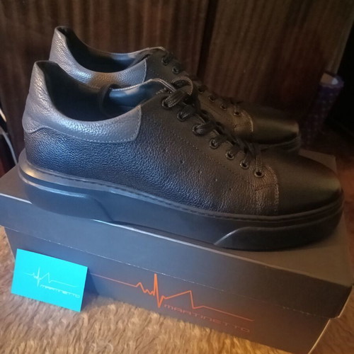 Martinetto men's shoes size 43 new, black leather casual
