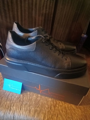 Martinetto men's shoes size 43 new, black leather casual