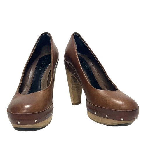 Marni brown leather high heels used, size 39