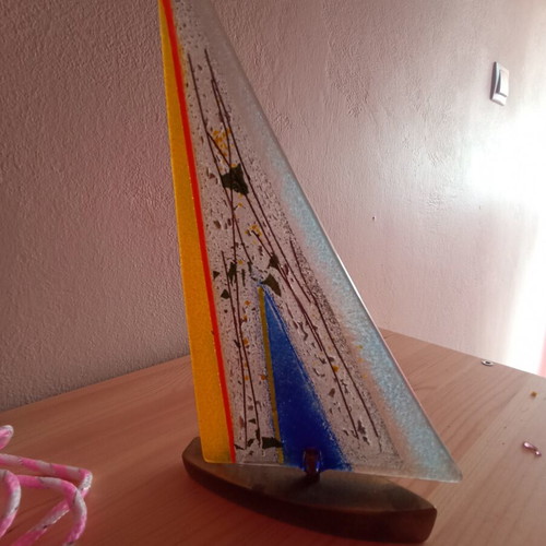 Handmade blown glass with bronze base new