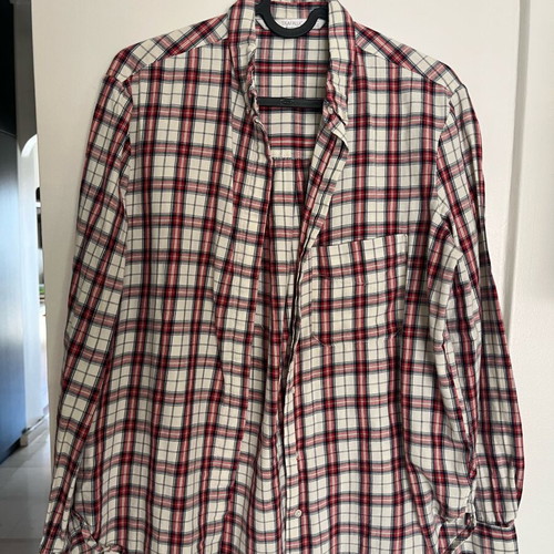Zara checked shirt white red unused size M