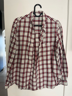 Zara checked shirt white red unused size M