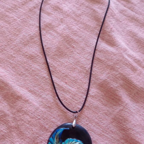 Necklace made of polymer clay and cord like new