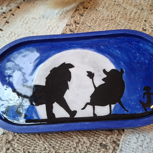 Handmade plaster tray painted with acrylics and UV resin finish