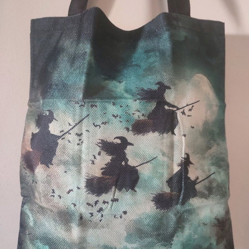 Witches tote bag new, shoulder, black and blue