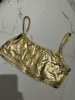 Crop top Shein χρυσαφί μέγεθος L καινούργιο, ελαστικό, αφόρετο