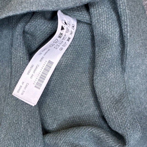 Massimo Dutti Long Sleeve Knit Polo Shirt XL used, grey and green