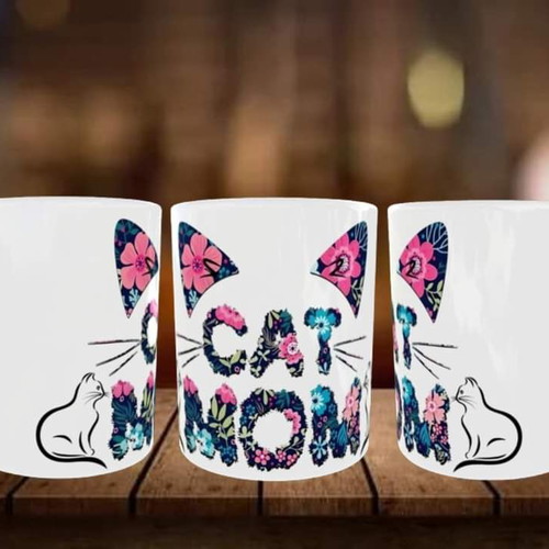 Ceramic white mug 325 ml Cat Mom new