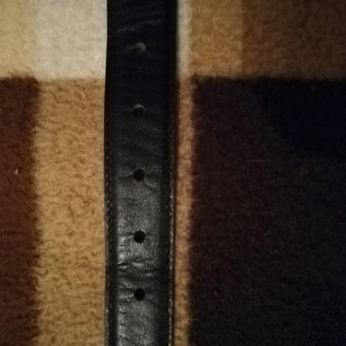 Leather belt 95 cm like new, black with gold