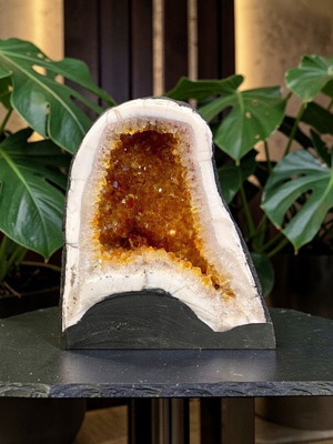 Cave Citrine 5.85kg from Brazil with heated Amethyst