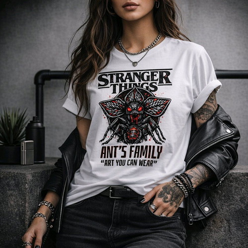 Stranger Things Inspired Horror T-Shirt Ant's Family made to order, white