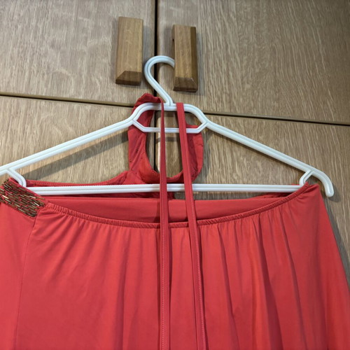 Coral summer dress CAM size M/L like new with neck tie