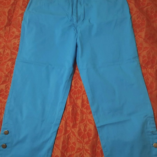 Capri pants new turquoise XXL cotton with side button opening