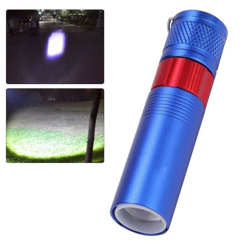 Small aluminum flashlight blue with red stripe new 95cm