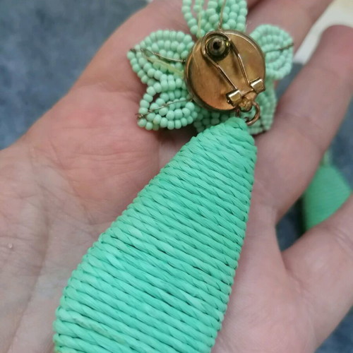 Zara statement earrings used, mint beaded dangle for pierced ears