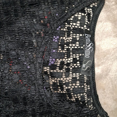 Black women's see-through blouse like new, evening with colorful sleeves