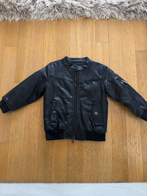 Children's leather bomber jacket new, black, for 3 years old