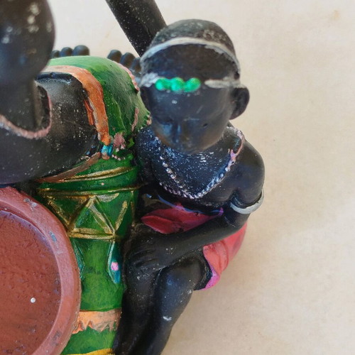 African statue of mother and child new with colorful decorations