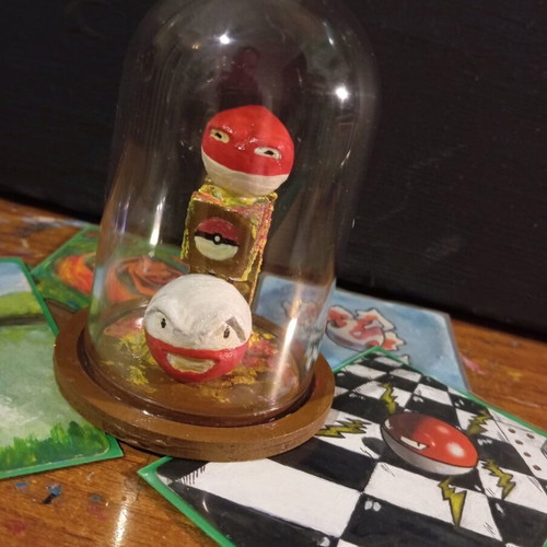 Pokemon Voltorb Electrode clay figures new, painted with acrylics