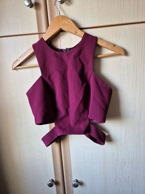 BSB Wine Red Crop Top Like New with Open Sides and Waist Tie Size M