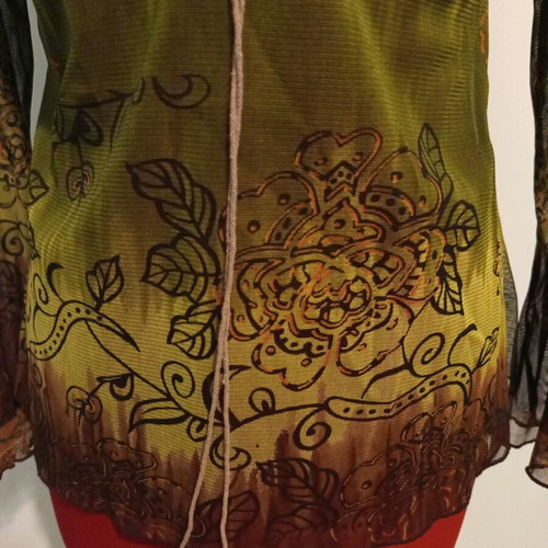 Romantic boho transparent blouse like new, brown and green