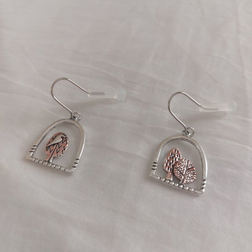 Secret Forest asymmetric earrings with trees
