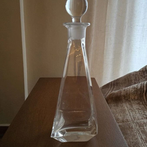 Crystal carafe like new, height 33cm, base 10×10cm