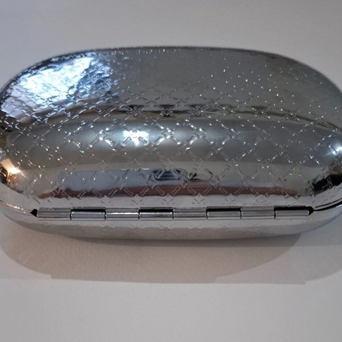 Paco Rabanne Silver Metal Clutch Bag new with chain strap