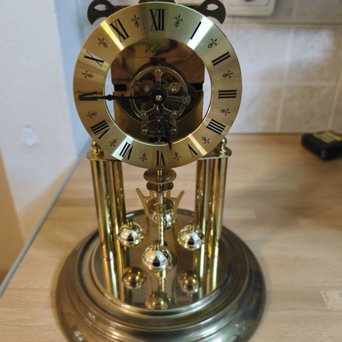 Elgin S. Haller 400-Day Anniversary Torsion Clock Used, Brass with Glass Dome