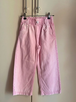 H&M pink wide leg jeans with elastic waist, size 110 cm