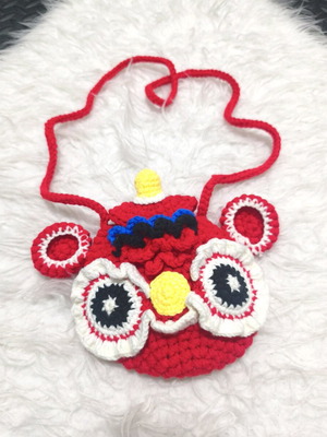Knitted red crossbody bag japanese style with animal figure new