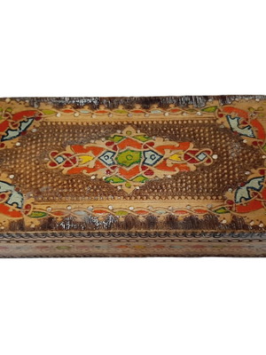 Vintage pyrography and hand-painted wooden box