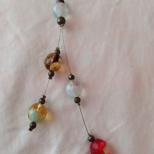 Boho necklace and bracelet set like new with glass beads