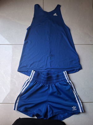Adidas shorts and top set used, blue