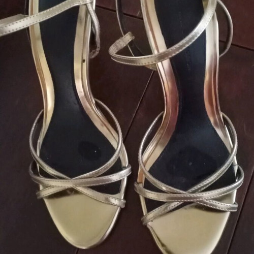 Zara evening sandals like new, gold, size 36, slim heel 9cm