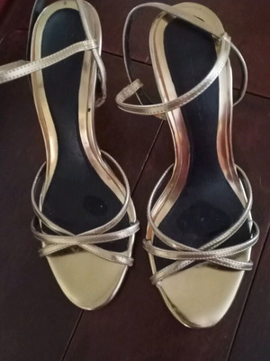 Zara evening sandals like new, gold, size 36, slim heel 9cm