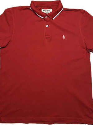 Refrigue Polo Medium Red Embroidered Bear Logo Cotton Shirt used