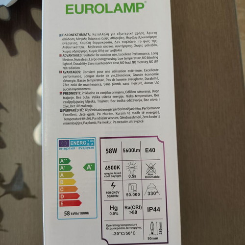Eurolamp LED bulb 58W 5600lm cold white, new