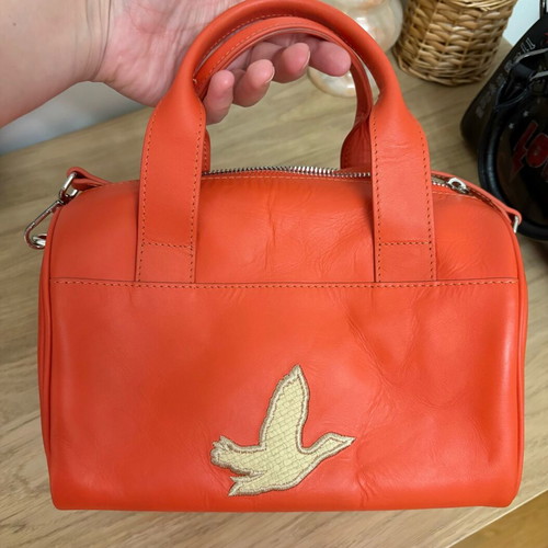 Leather bag new French finest quality orange handbag