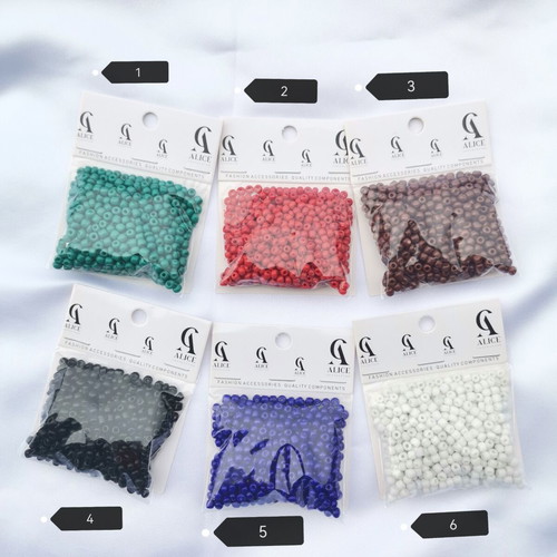 Seed glass beads 3mm new, assorted colors, pack ~580 pcs
