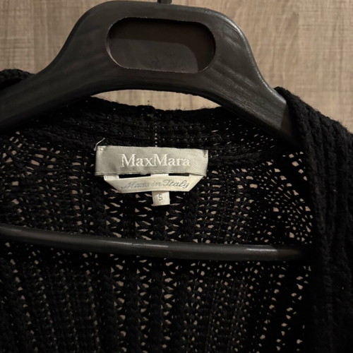 Max Mara knitted long wool cardigan used, black, size S