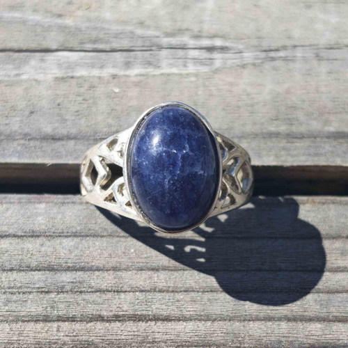 Silver ring with sapphire, new