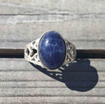 Silver ring with sapphire, new