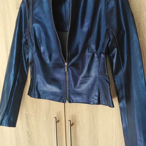Morgan mid-length jacket blue navy metallic like new